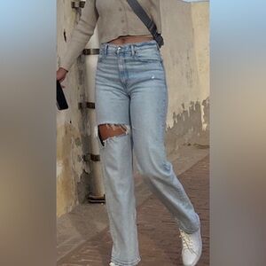 Abercrombie & Fitch Light Wash High-Rise Ripped Jeans